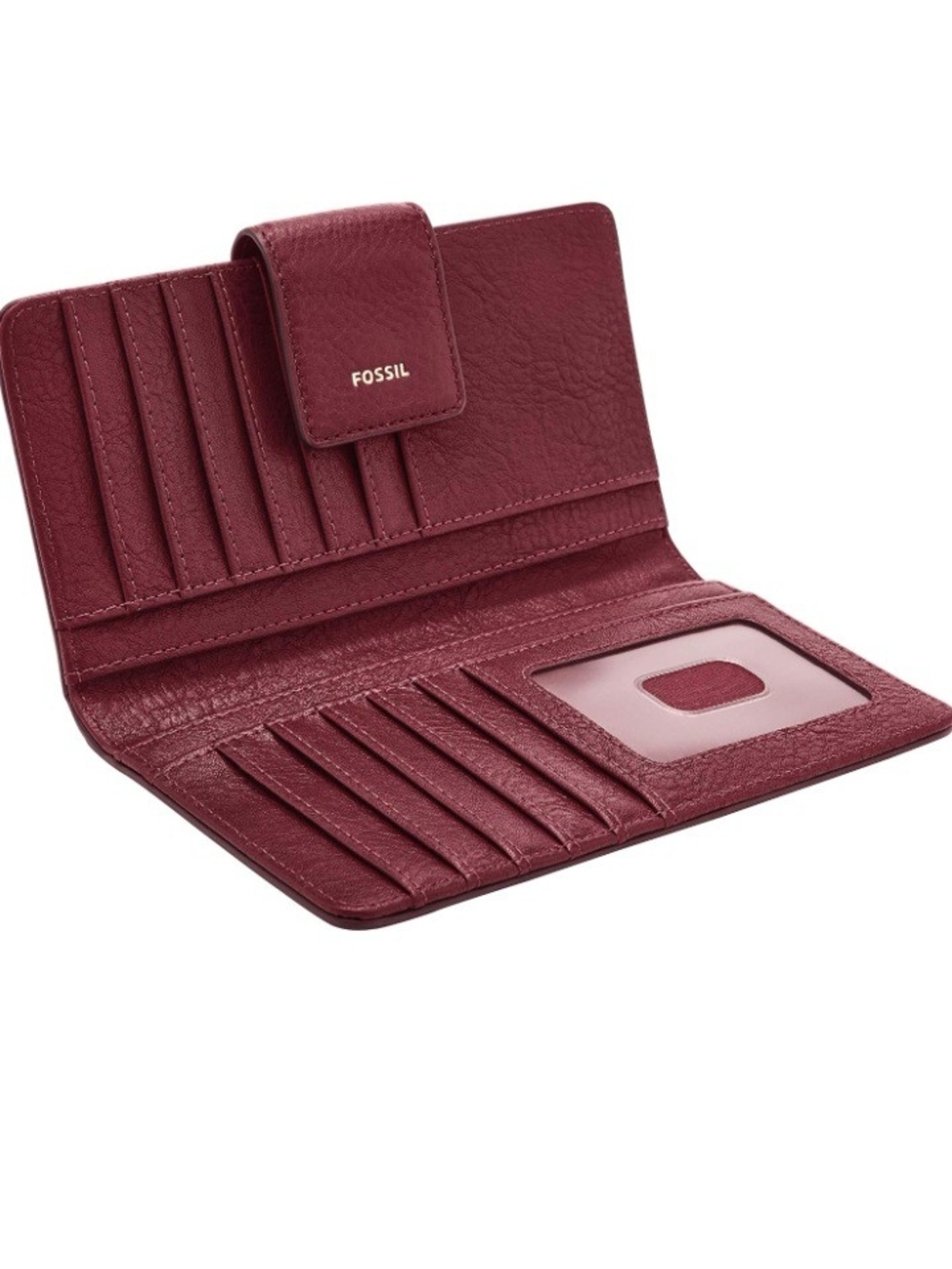 Fossil Multi-Stripe Leather Wallet - Raspberry - Picture 4 of 7